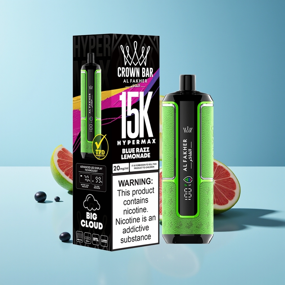 Al Fakher Crown Bar 15K Hypermax Blau-Razz Lemonade 22ml 600mAh