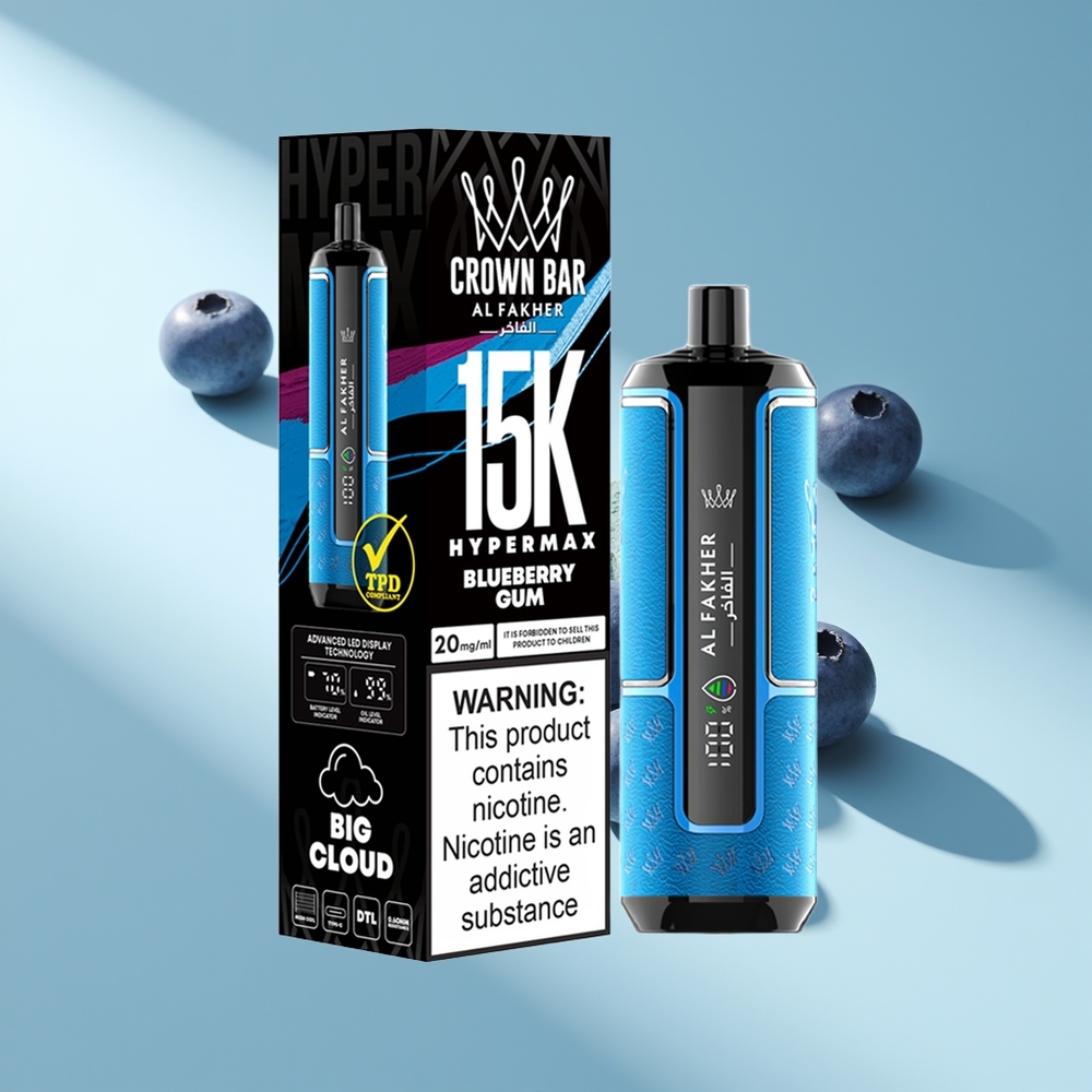 Al Fakher Crown Bar 15K Hypermax Blaubeerkaugummi 22ml 600mAh