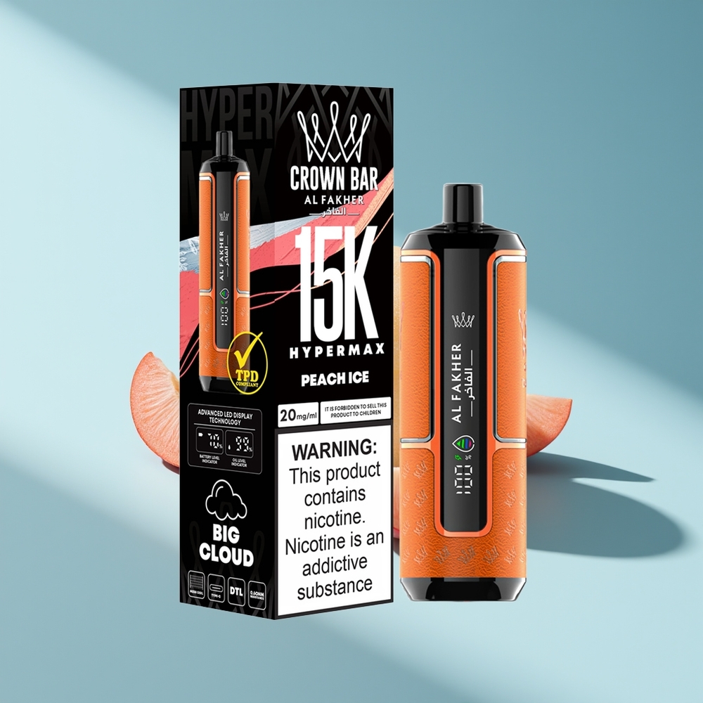 Al Fakher Crown Bar 15K Hypermax Pfirsich-Eis 22ml 600mAh
