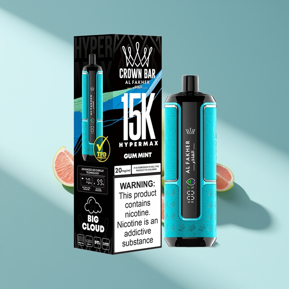 Al Fakher Crown Bar 15K Hypermax Zahnfleischminze Hypermax Tragbar Leicht