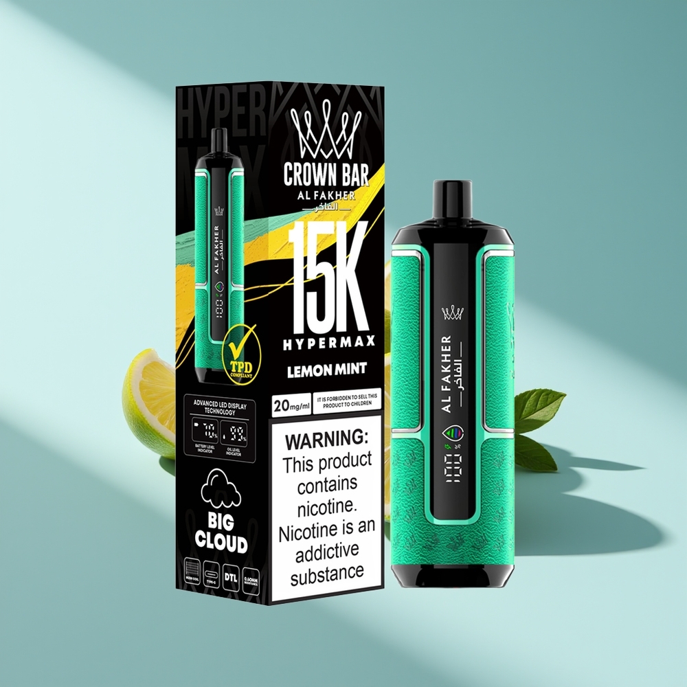 Al Fakher Crown Bar 15K Hypermax Zitronenminze Hyperleicht Typ-C