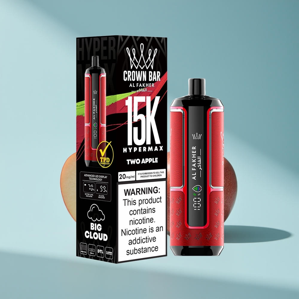 Al Fakher Crown Bar 15K Hypermax Zwei Apfel Hypermax Leicht Tragbar Direkt-Lunge