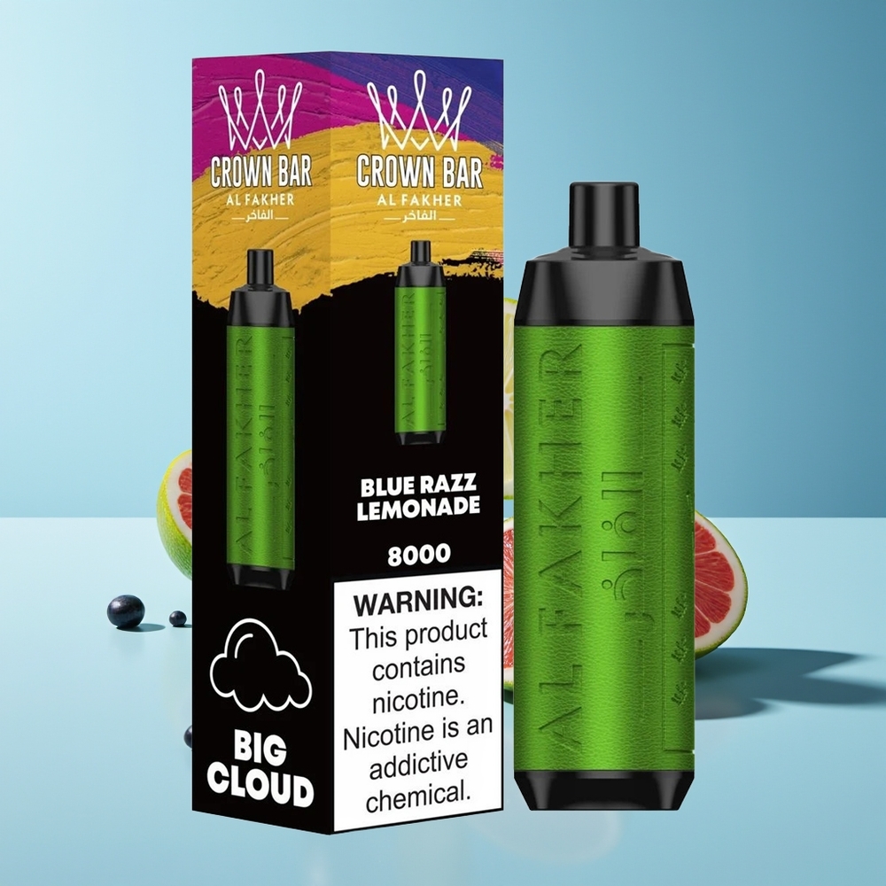 Al Fakher Crown Bar 8000 Crystal Blaue Himbeer-Zitronenlimonade mit 600mAh und Typ-C-Ladung