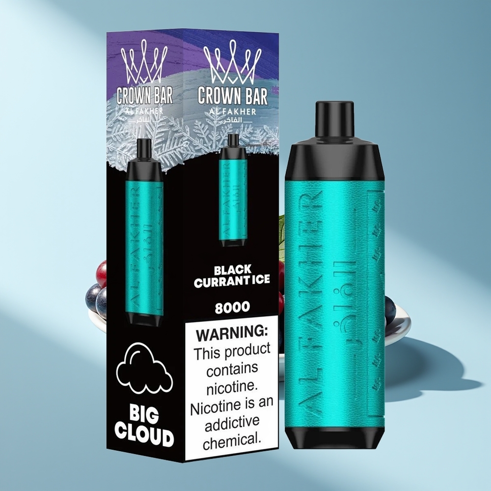 Al Fakher Crown Bar 8000 Crystal Schwarze Johannisbeere Eis mit 600mAh und Typ-C-Ladung