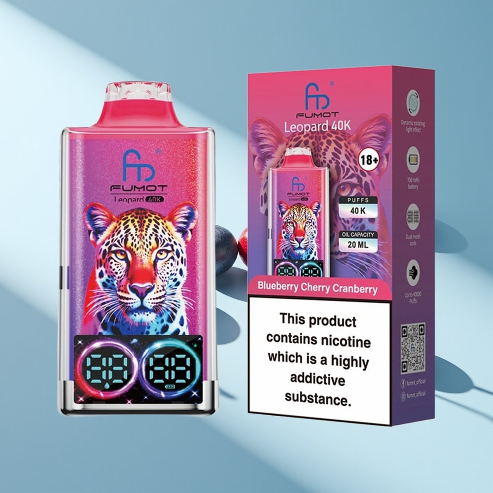 Fumot Leopard 40K Blaubeere Kirsche Preiselbeere 5% Dual Mesh