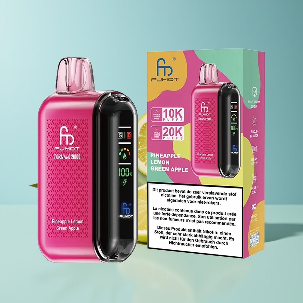 Fumot Tornado 20000 Ananas Zitrone Grünapfel Dual Mesh Smart Display