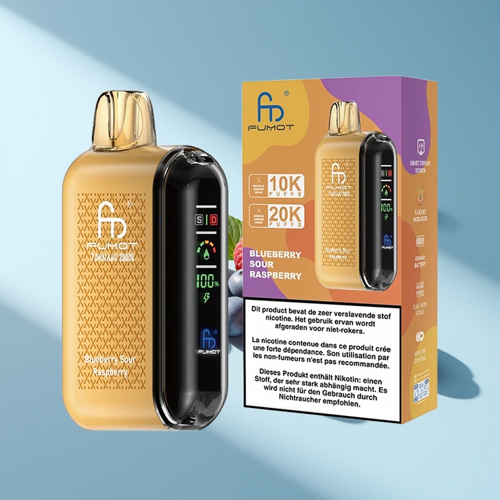 Fumot Tornado 20000 Blaubeer-Sauer-Himbeer Dual-Mesh Luftstromkontrolle