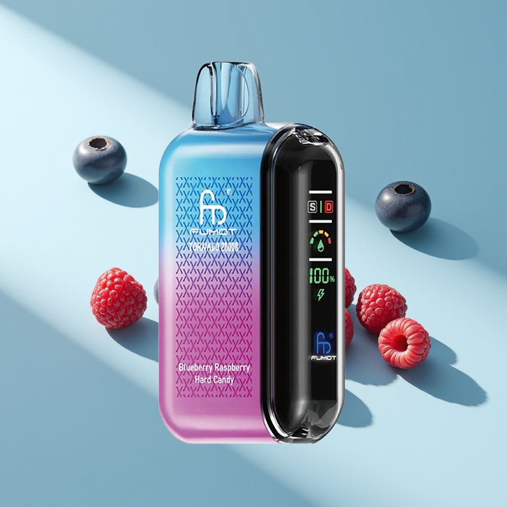 Fumot Tornado 20000 Blaubeere Himbeere Hartbonbon mit Dual Mesh Coil und 20ml E-Liquid