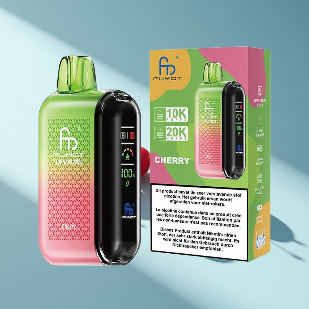 Fumot Tornado 20000 Kirsch Dual Mesh Anzeige