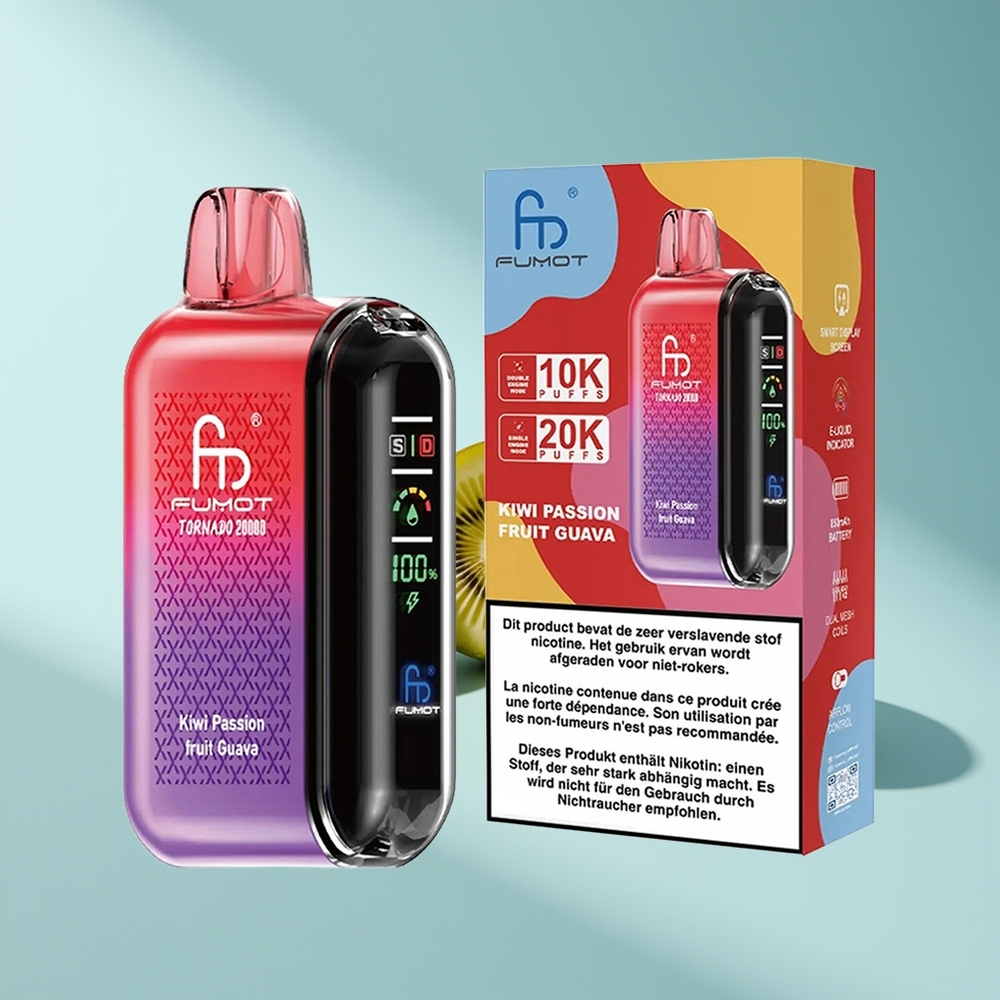 Fumot Tornado 20000 Kiwi-Maracuja-Guave Dual-Luftstrom Intelligente-Anzeige