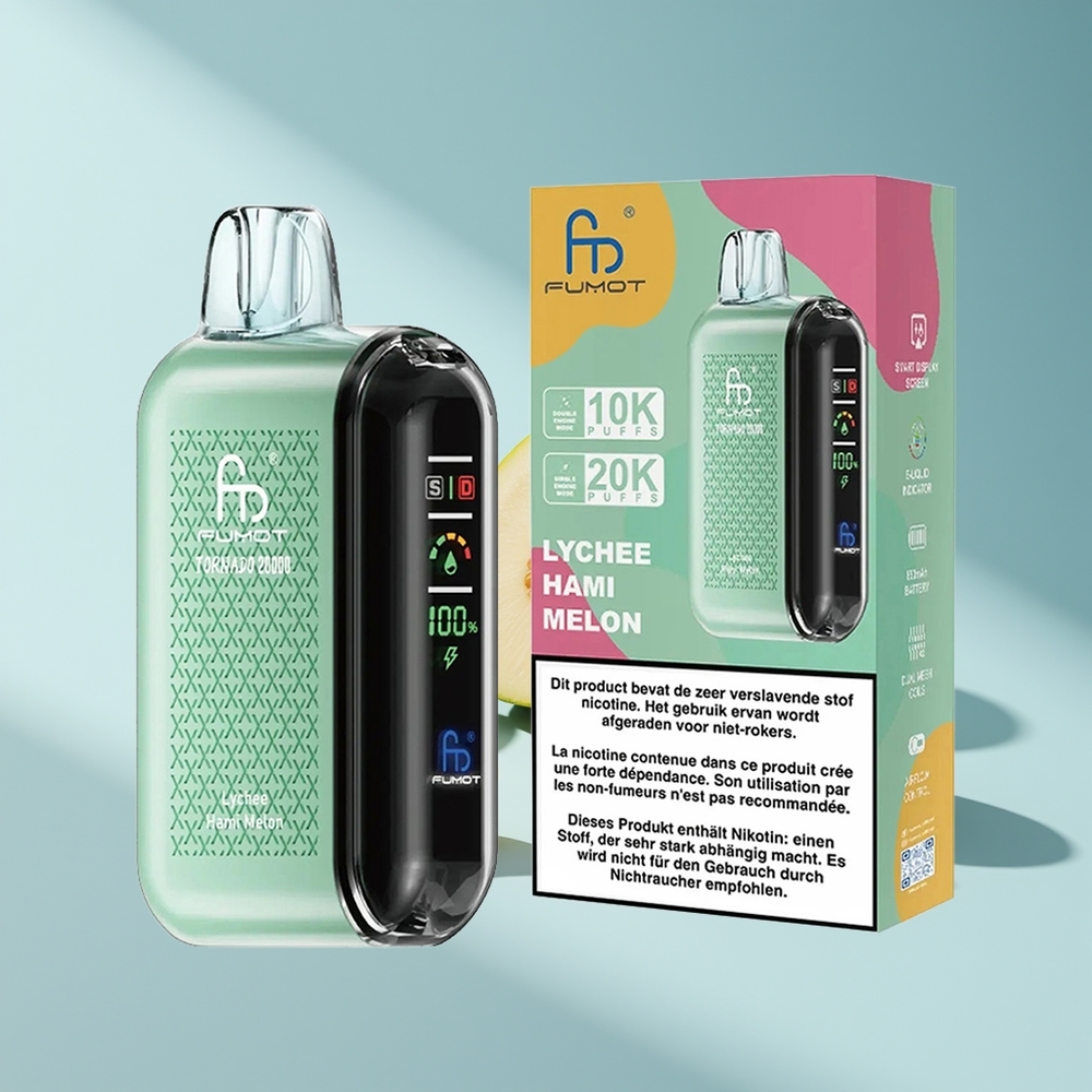 Fumot Tornado 20000 Litschi-Honigmelone Dual-Mesh Anzeige