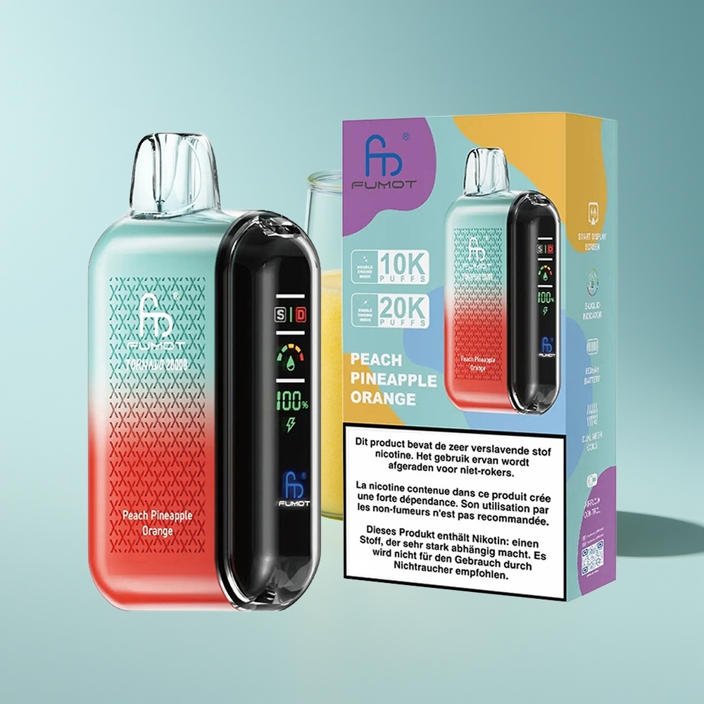 Fumot Tornado 20000 Pfirsich Ananas Orange Dual Mesh Coil Luftstromkontrolle