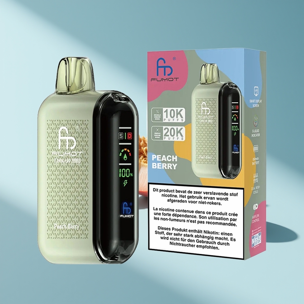 Fumot Tornado 20000 Pfirsich Beere Dual Mesh Coil Smart Display