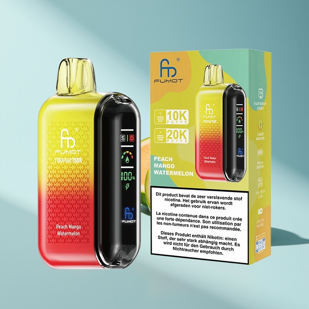 Fumot Tornado 20000 Pfirsich Mango Wassermelone Dual Mesh Coil Smart Display