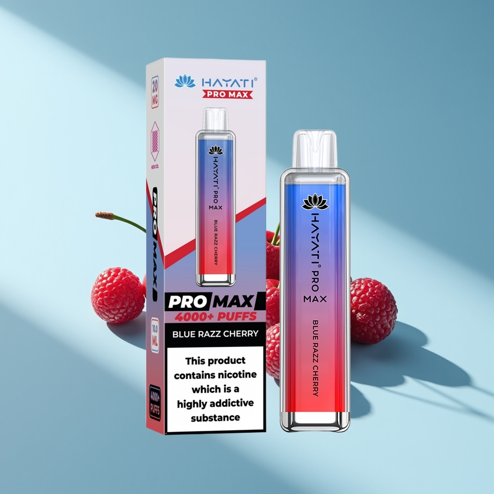 Hayati Pro Max 4000 Blau-Himbeer-Kirsche Dual-Mesh Kristall-Lade