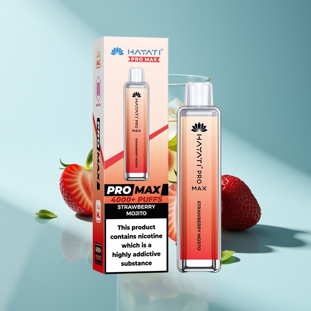 Hayati Pro Max 4000 Erdbeer-Mojito Dual-Mesh Rechargebar
