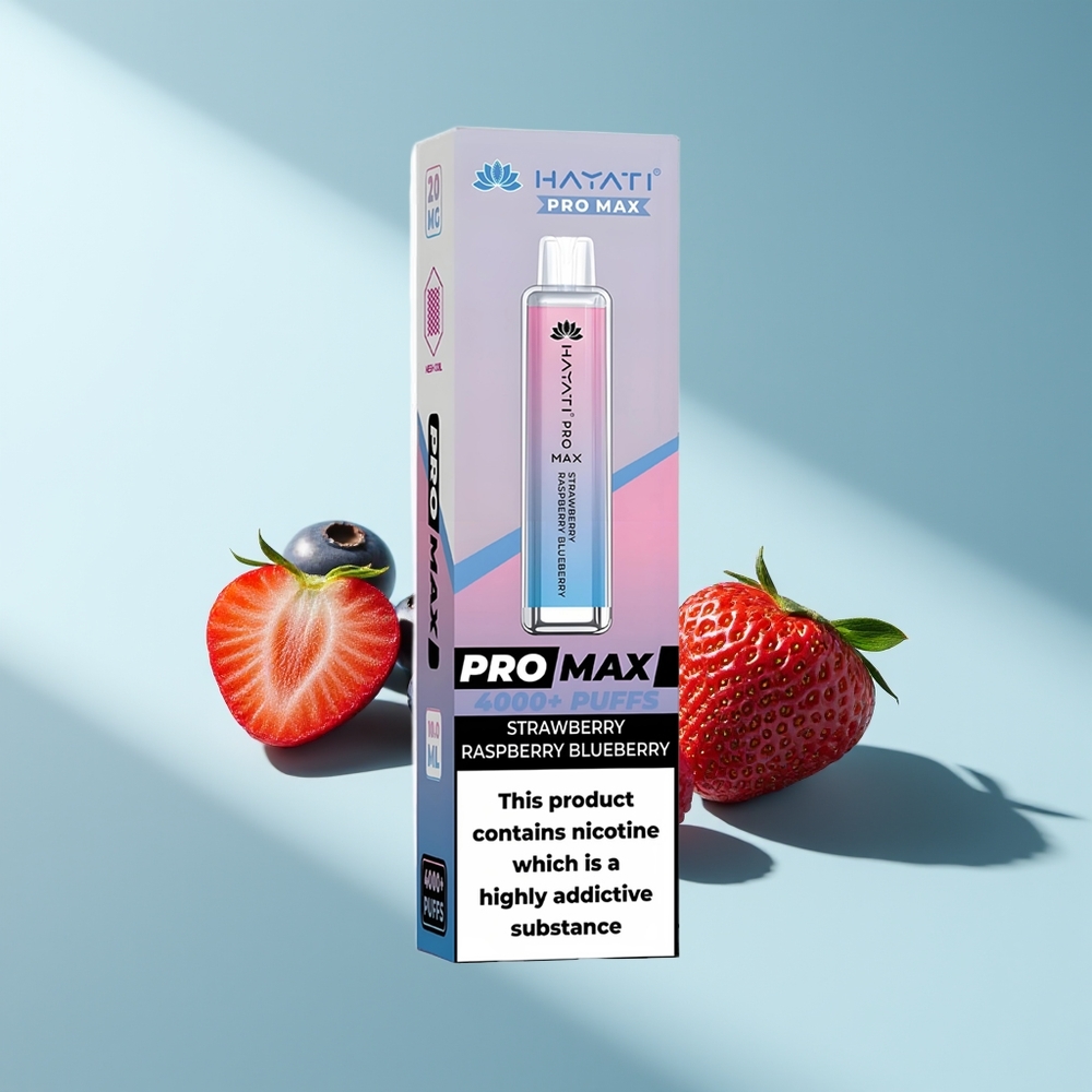 Hayati Pro Max 4000 Erdbeere Himbeere Blaubeere Dual Mesh LED Kristall