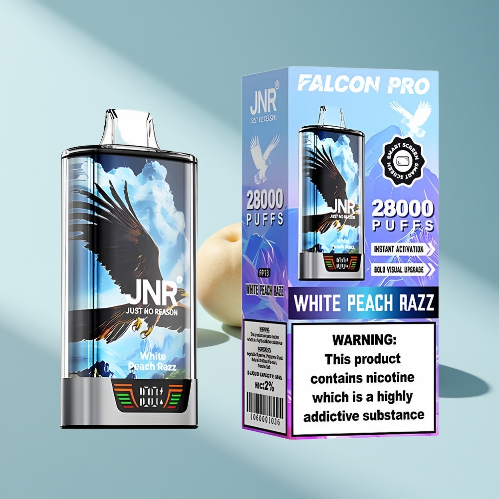 JNR Falcon Pro 28000 Weißer Pfirsich Razz 30ml Dual Mesh