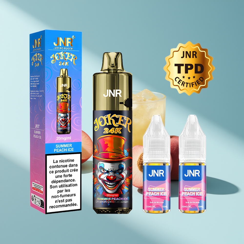 JNR Joker 24K Sommerpfirsich-Eis mit 2+10ml Nachfüllung und sichtbaren Füllständen
