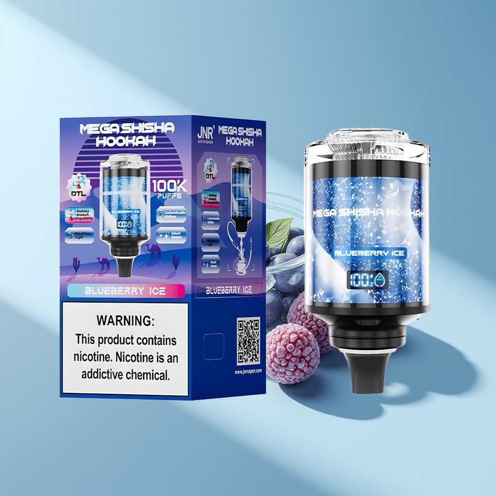 JNR Mega Shisha Hookah 100K Blaubeereis mit 2200mAh und 60ml