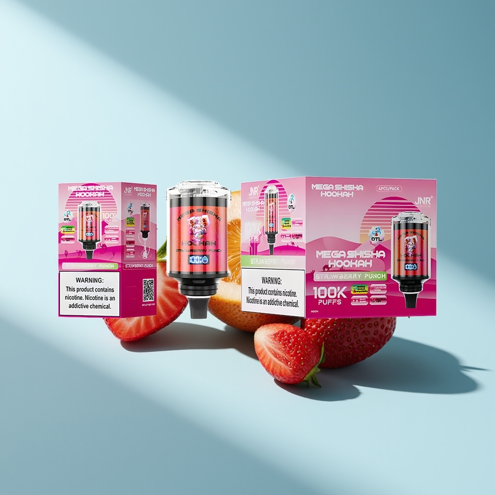 JNR Mega Shisha Hookah 100K Erdbeer-Punch Typ-C Schnellladung 2200mAh
