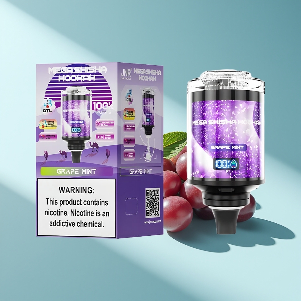 JNR Mega Shisha Hookah 100K Traubenminze Typ-C Schnellladung 2200mAh
